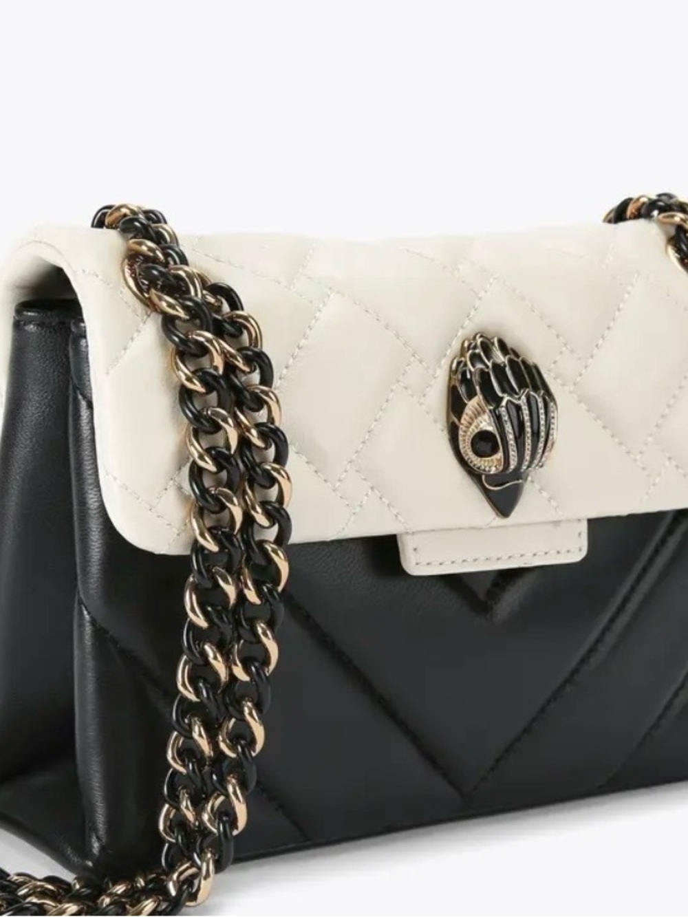 Kurt Geiger Two-Tone Quilted Shoulder Bag in Cream & Black